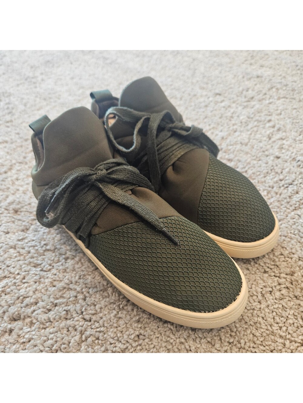 Steve Madden Lancer Olive Green Mesh Wrap Lace Sneakers Women’s Size 7.5